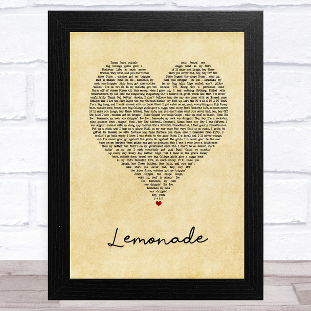 Internet Money Lemonade Vintage Heart Song Lyric Music Art Print
