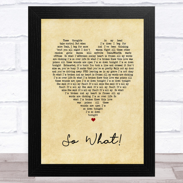 jxdn So What! Vintage Heart Song Lyric Music Art Print