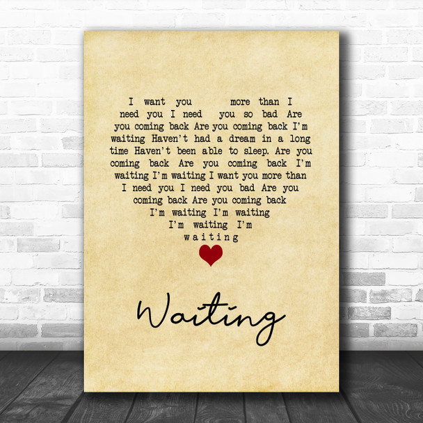 Alice Boman Waiting Vintage Heart Song Lyric Music Art Print