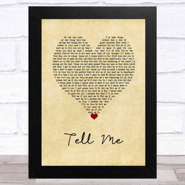 Groove Theory Tell Me Vintage Heart Song Lyric Music Art Print