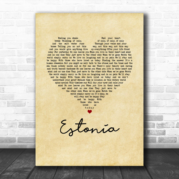 Marillion Estonia Vintage Heart Song Lyric Music Art Print