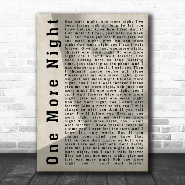 Phil Collins One More Night Shadow Song Lyric Music Wall Art Print