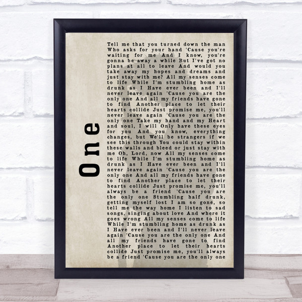 Ed Sheeran One Shadow Song Lyric Music Wall Art Print