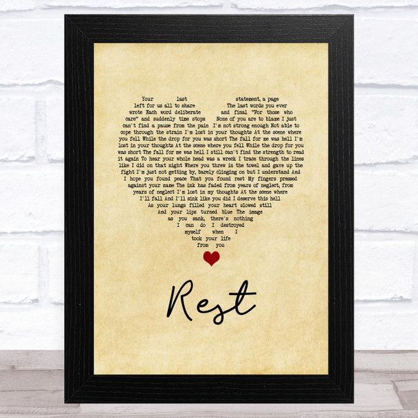 Wilderness Rest Vintage Heart Song Lyric Music Art Print