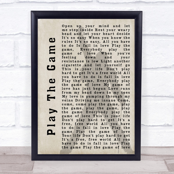 Queen Play The Game Freddie Mercury Shadow Song Lyric Music Wall Art Print