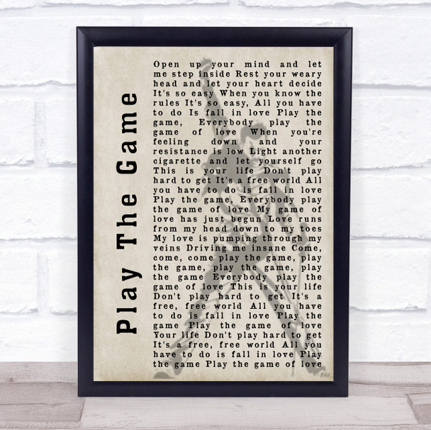 Queen Play The Game Freddie Mercury Silhouette Song Lyric Music Wall Art Print