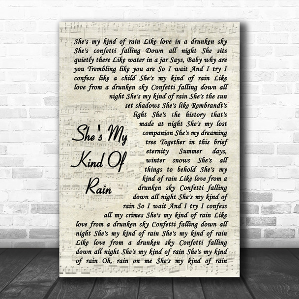 Tim McGraw She's My Kind Of Rain Vintage Script Song Lyric Music Art Print
