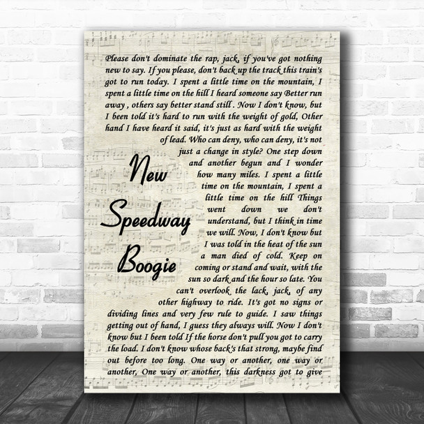 Grateful Dead New Speedway Boogie Vintage Script Song Lyric Music Art Print