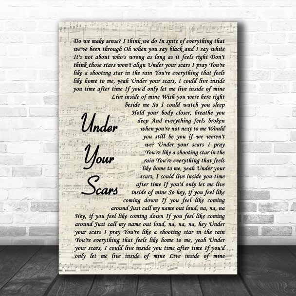 Godsmack Under Your Scars Vintage Script Song Lyric Music Art Print