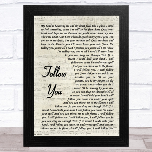 Bring Me The Horizon Follow You Vintage Script Song Lyric Music Art Print