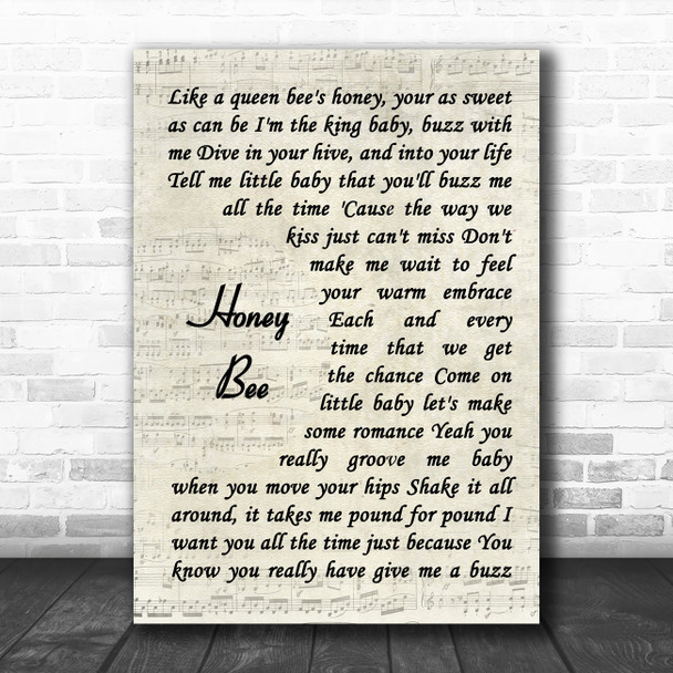 Stevie Ray Vaughan and Double Trouble Honey Bee Vintage Script Song Lyric Music Art Print