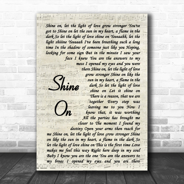 Degrees of Motion Shine On Vintage Script Song Lyric Music Art Print Degrees of Motion Shine On Vintage Script Song Lyric Music Art Print