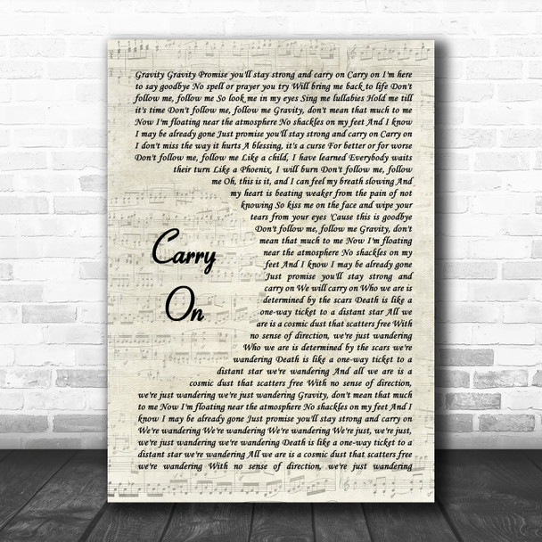 Falling In Reverse Carry On Vintage Script Song Lyric Music Art Print