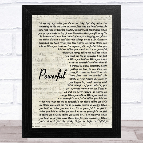 Major Lazer Powerful Vintage Script Song Lyric Music Art Print