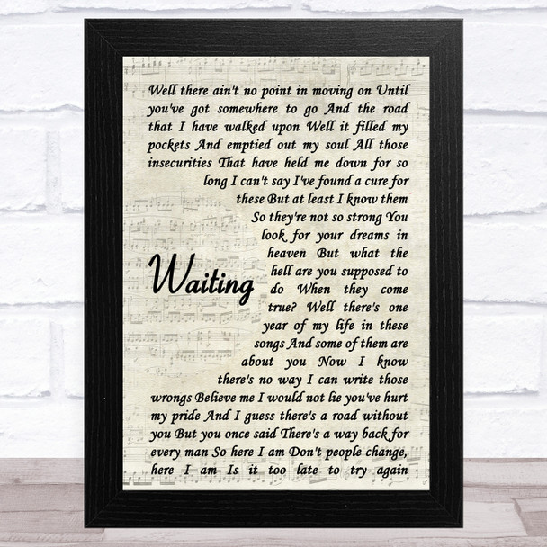George Michael Waiting Vintage Script Song Lyric Music Art Print