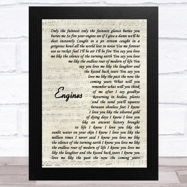 Snow Patrol Engines Vintage Script Song Lyric Music Art Print