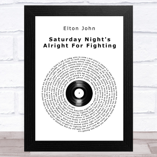 Elton John Saturday Night's Alright For Fighting Vinyl Record Song Lyric Music Art Print