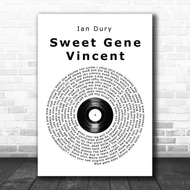 Ian Dury Sweet Gene Vincent Vinyl Record Song Lyric Music Art Print