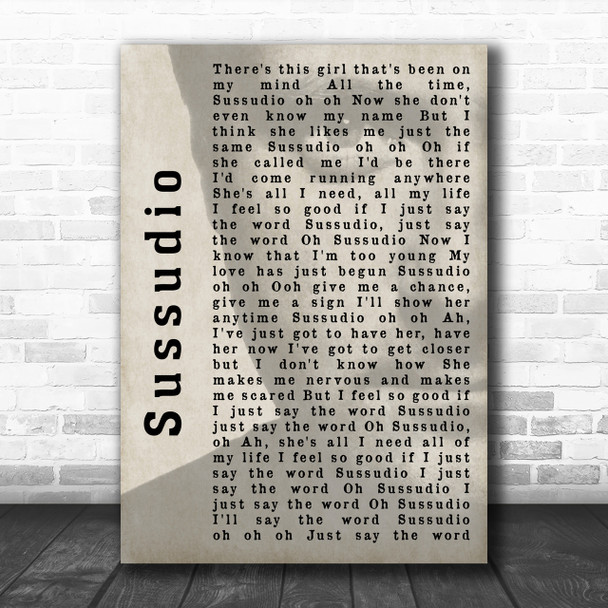 Phil Collins Sussudio Shadow Song Lyric Music Wall Art Print