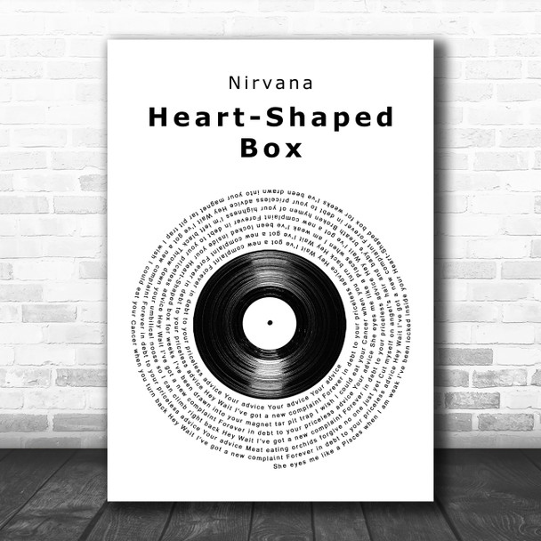 Nirvana Heart-Shaped Box Vinyl Record Song Lyric Music Art Print