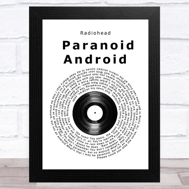 Radiohead Paranoid Android Vinyl Record Song Lyric Music Art Print