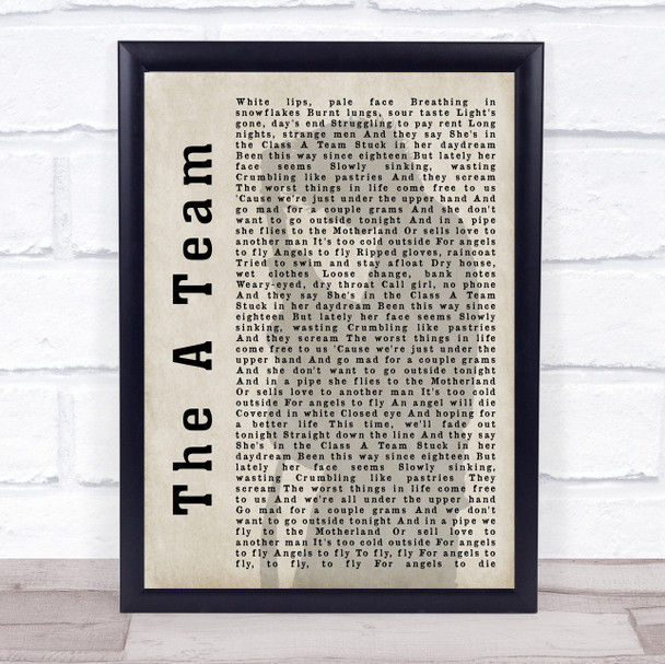 Ed Sheeran The A Team Shadow Song Lyric Music Wall Art Print