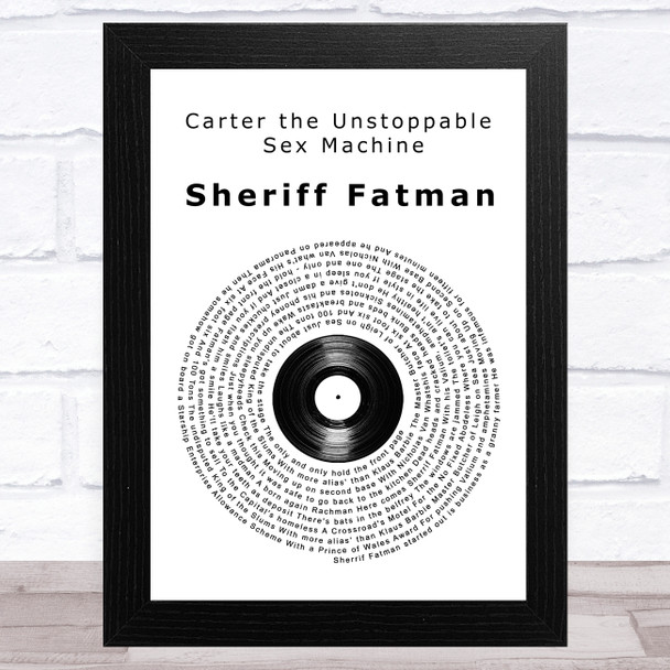 Carter the Unstoppable Sex Machine Sheriff Fatman Vinyl Record Song Lyric Music Art Print
