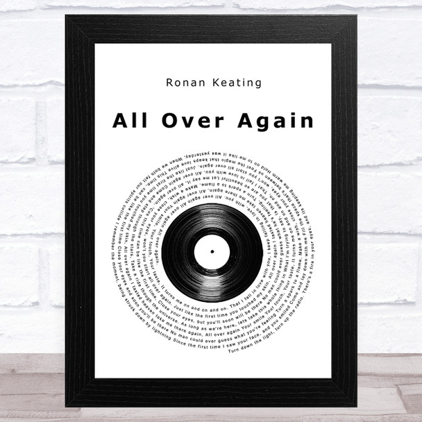 Ronan Keating All Over Again Vinyl Record Song Lyric Music Art Print