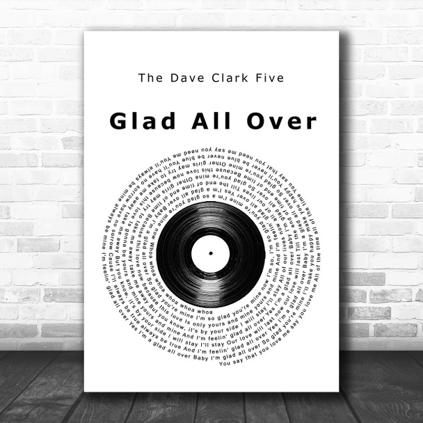 The Dave Clark Five Glad All Over Vinyl Record Song Lyric Music Art Print