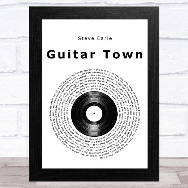 Steve Earle Guitar Town Vinyl Record Song Lyric Music Art Print