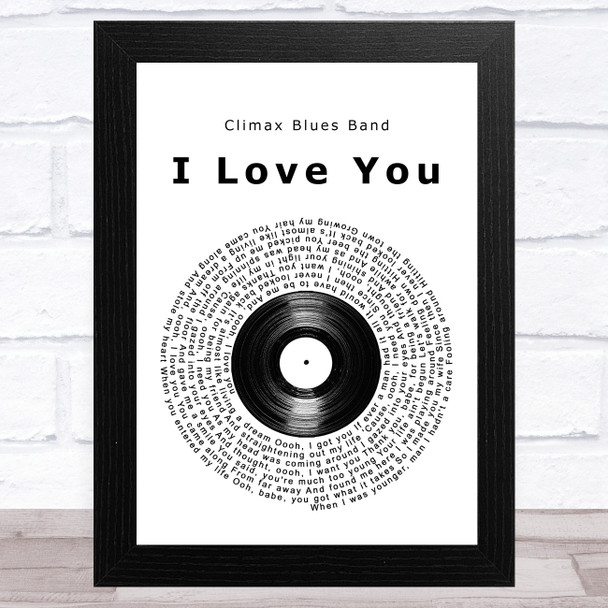 Climax Blues Band I Love You Vinyl Record Song Lyric Music Art Print