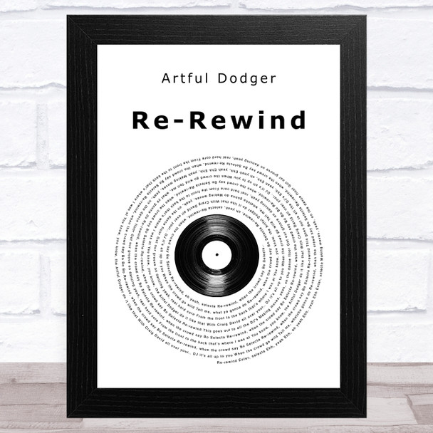 Artful Dodger Re-Rewind Vinyl Record Song Lyric Music Art Print