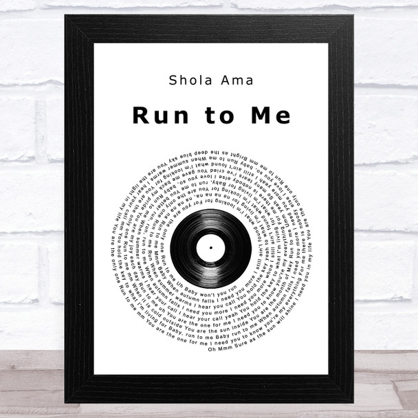 Shola Ama Run to Me Vinyl Record Song Lyric Music Art Print