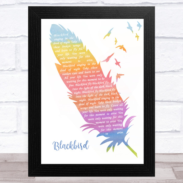 Boyce Avenue Blackbird Watercolour Feather & Birds Song Lyric Music Art Print