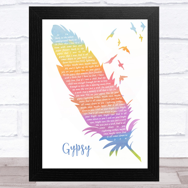 Fleetwood Mac Gypsy Watercolour Feather & Birds Song Lyric Music Art Print