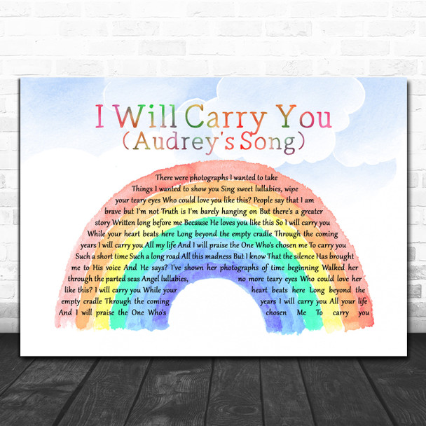 Selah I Will Carry You (Audrey's Song) Watercolour Rainbow & Clouds Song Lyric Music Art Print
