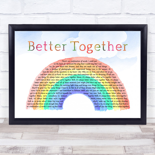 Jack Johnson Better Together Watercolour Rainbow & Clouds Song Lyric Music Art Print