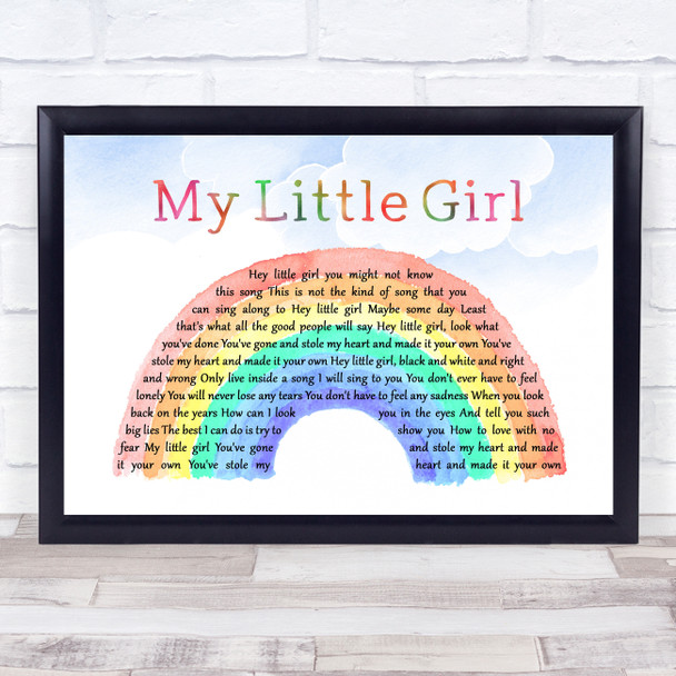 Jack Johnson My Little Girl Watercolour Rainbow & Clouds Song Lyric Music Art Print