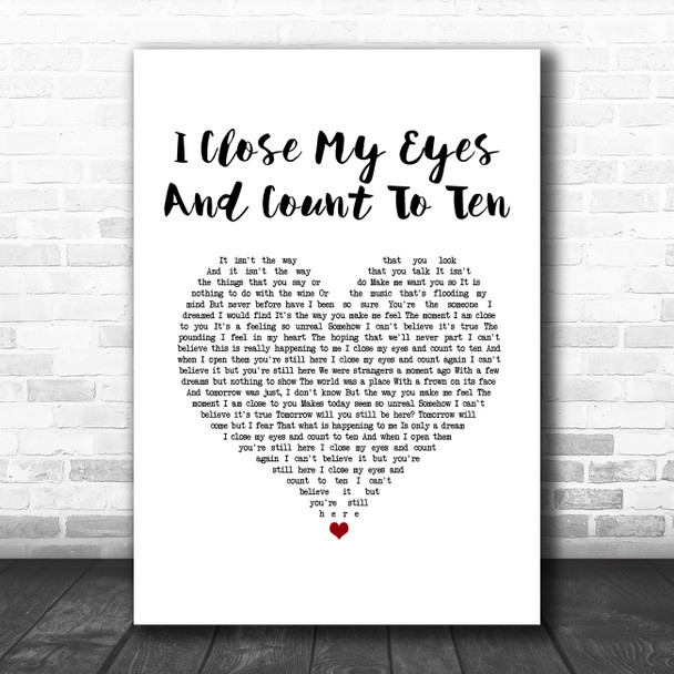 Dusty Springfield I Close My Eyes And Count To Ten White Heart Song Lyric Music Art Print