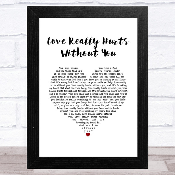 Billy Ocean Love Really Hurts Without You White Heart Song Lyric Music Art Print