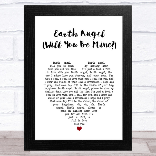 Marvin Berry, Harry Waters Jr. Earth Angel Will You Be Mine White Heart Song Lyric Music Art Print