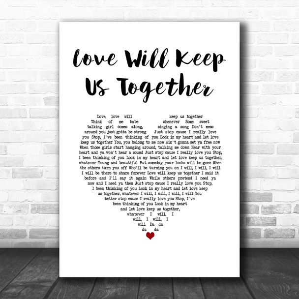 Captain & Tennille Love Will Keep Us Together White Heart Song Lyric Music Art Print