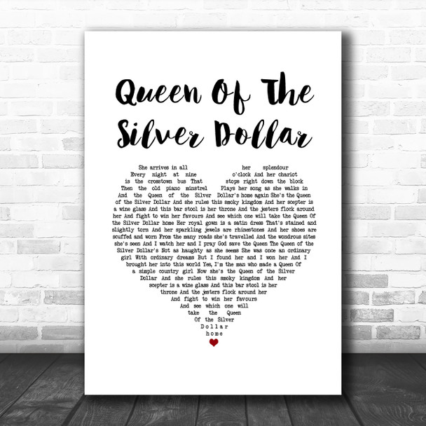 Dr. Hook Queen Of The Silver Dollar White Heart Song Lyric Music Art Print