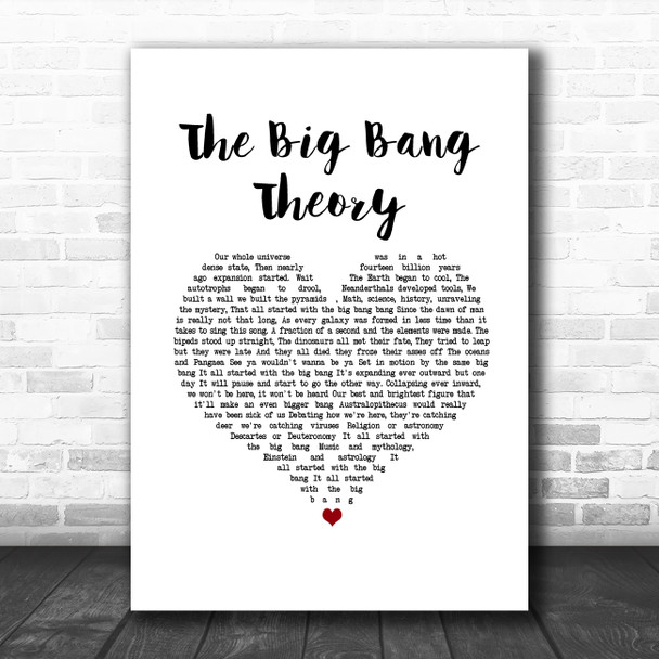 Barenaked Ladies The Big Bang Theory Theme White Heart Song Lyric Music Art Print