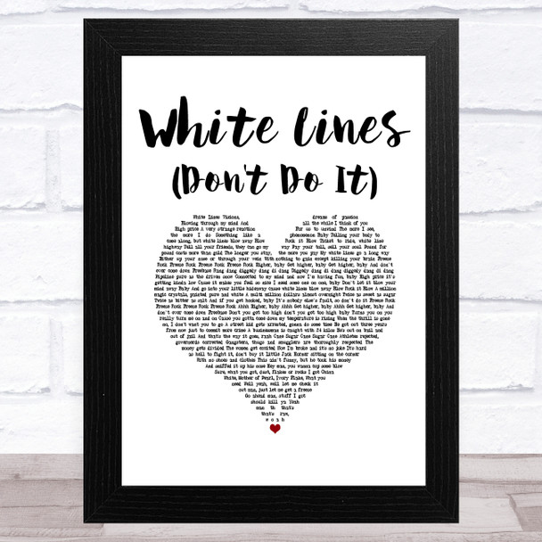 Grandmaster Flash And The Furious Five White Lines (Don't Do It) White Heart Song Lyric Music Art Print