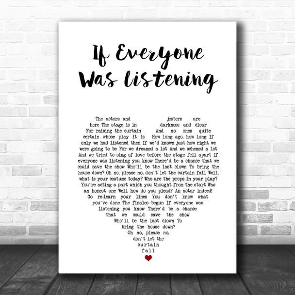 Michael Ball If Everyone Was Listening White Heart Song Lyric Music Art Print