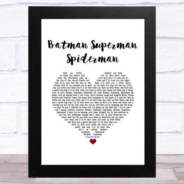 Rod Stewart Batman Superman Spiderman White Heart Song Lyric Music Art Print