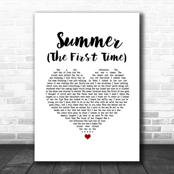 Bobby Goldsboro Summer (The First Time) White Heart Song Lyric Music Art Print
