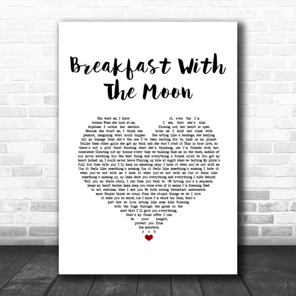 Powfu Breakfast With The Moon White Heart Song Lyric Music Art Print