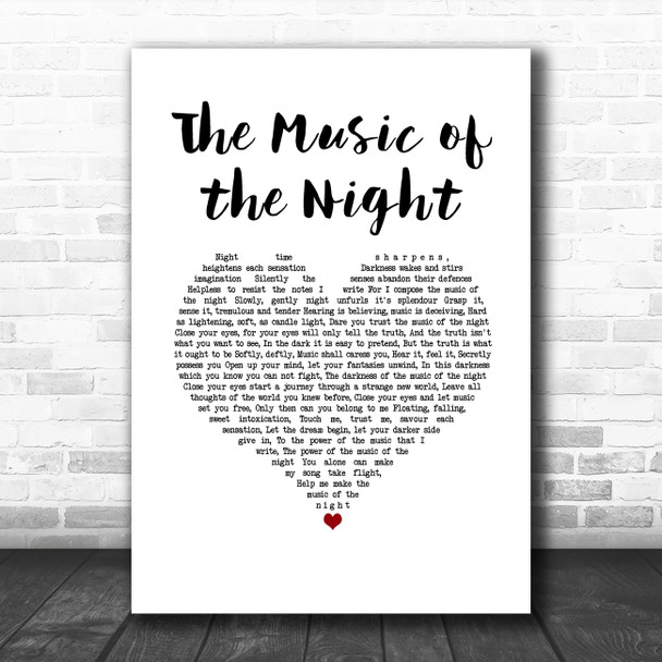 Michael Crawford The Music of the Night White Heart Song Lyric Music Art Print